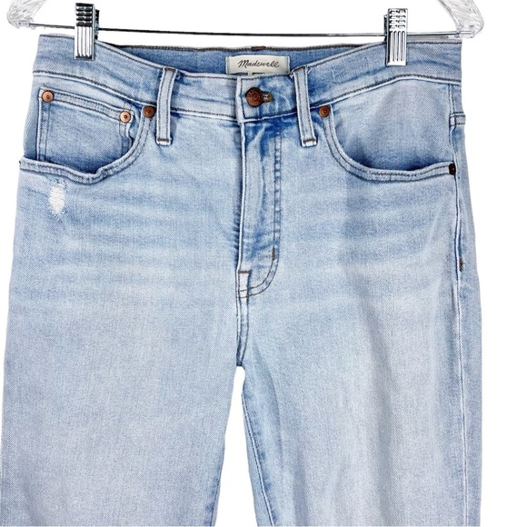 MADEWELL Light-wash Mid-Rise Classic Straight Leg Jeans | distressed - Picture 6 of 10